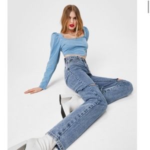 straight leg, jeans, ripped nasty gal